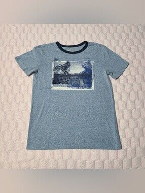 Epic Threads Heather Blue Motorcycle Graphic Ringer Tee